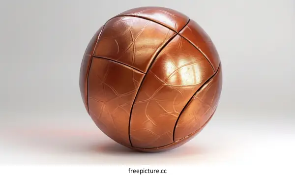 A 3D rendering of a metallic sphere with a bumpy surface
