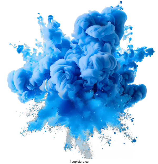 [Transparent Background PNG]Blue Ink Explosion on White Background