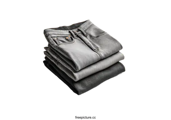 [Transparent Background PNG]Stacked Gray and Black Denim Jeans