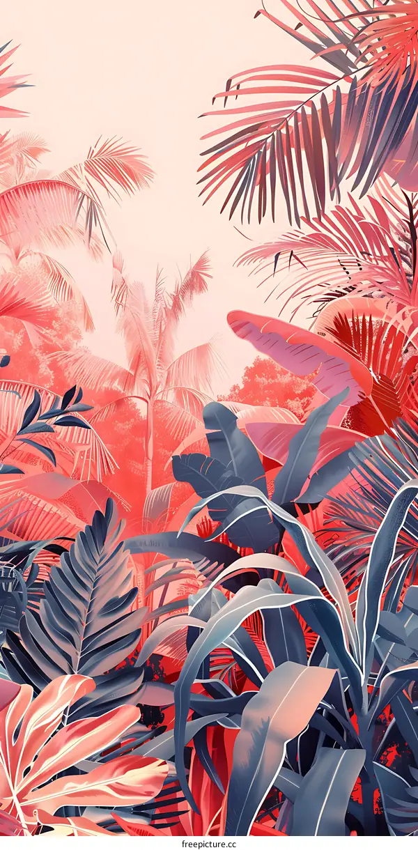 Tropical Palm Leaves Background Illustration