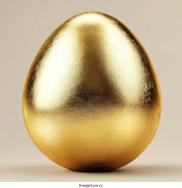 Golden Egg Isolated on Beige Background