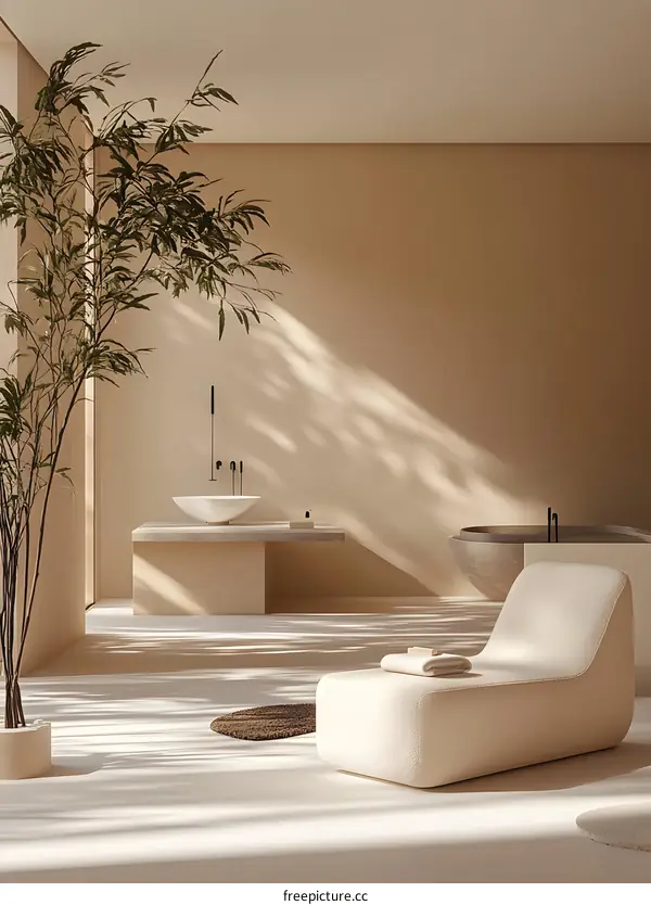 Minimalist Bathroom Interior Design with Natural Light and a Relaxing Atmosphere