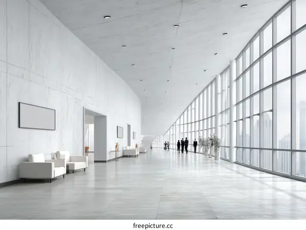 Modern Business Corridor with Panoramic City Views