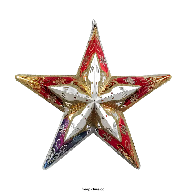 [Transparent Background PNG]Christmas Ornament Red Gold Star Decoration