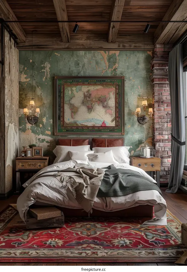 Vintage Industrial Bedroom Interior Design