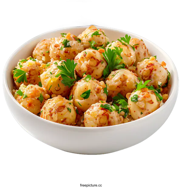 [Transparent Background PNG]food photography of potatoes with parsley