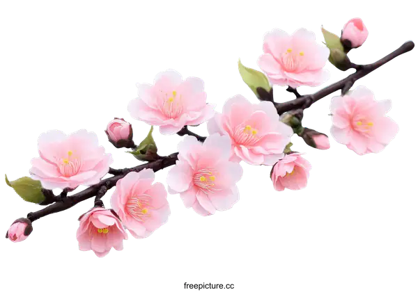 [Transparent Background PNG]Beautiful Pink Cherry Blossoms Branch