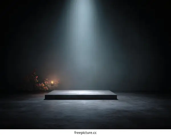 Empty Dark Concrete Product Display Platform