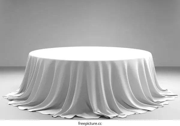 Empty White Tablecloth Round Table Mockup