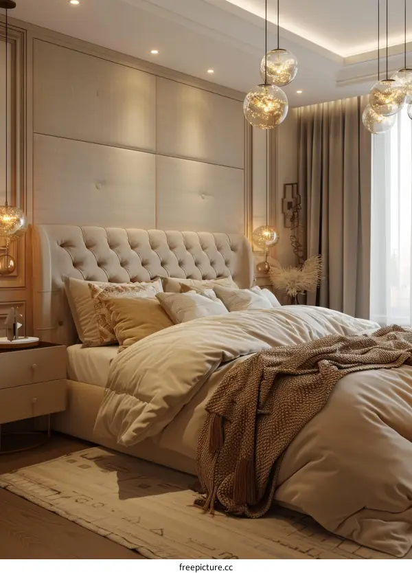 Elegant Beige Bedroom Interior Design