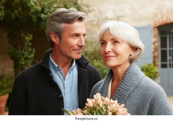 Couple enjoying a lovely moment outdoors
