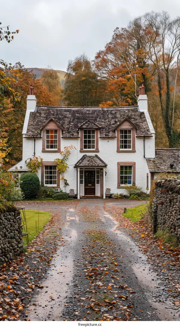 Charming English Cottage with a Beautiful Autumn Garden