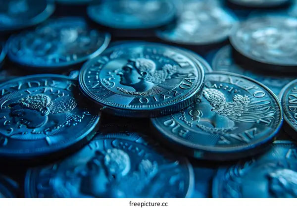 Pile of ancient blue coins