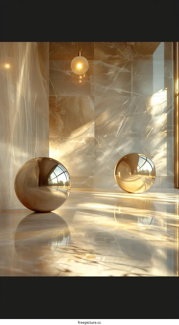 Golden Sphere Reflecting its Surroundings