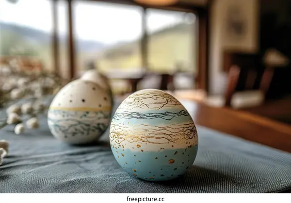 Decorated Easter Eggs on a Table Setting