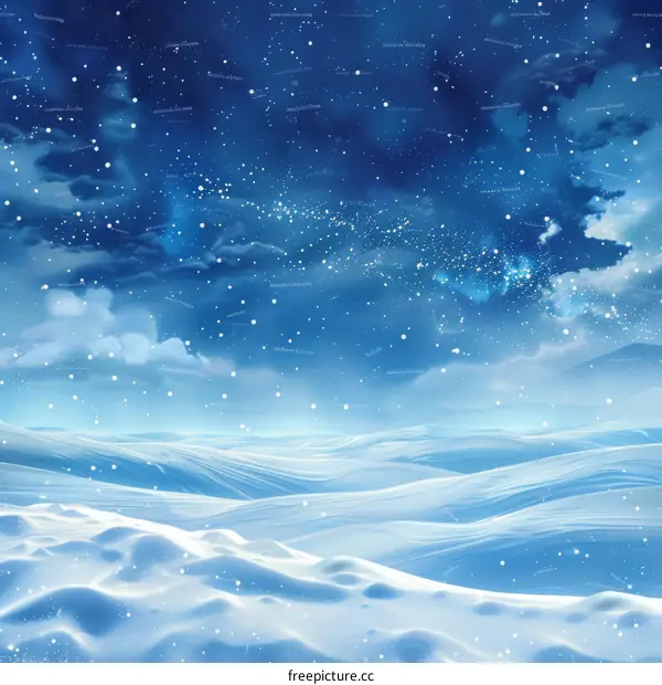 Blue and White Snowy Winter Field