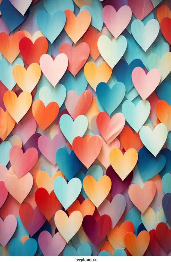 Colorful 3D Stacked Hearts Background