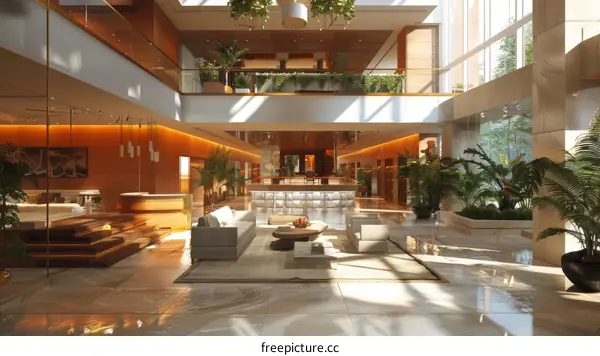 Luxurious Hotel Lobby: A Modern and Relaxing Space