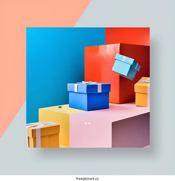 Colorful Gift Boxes on Geometric Shapes