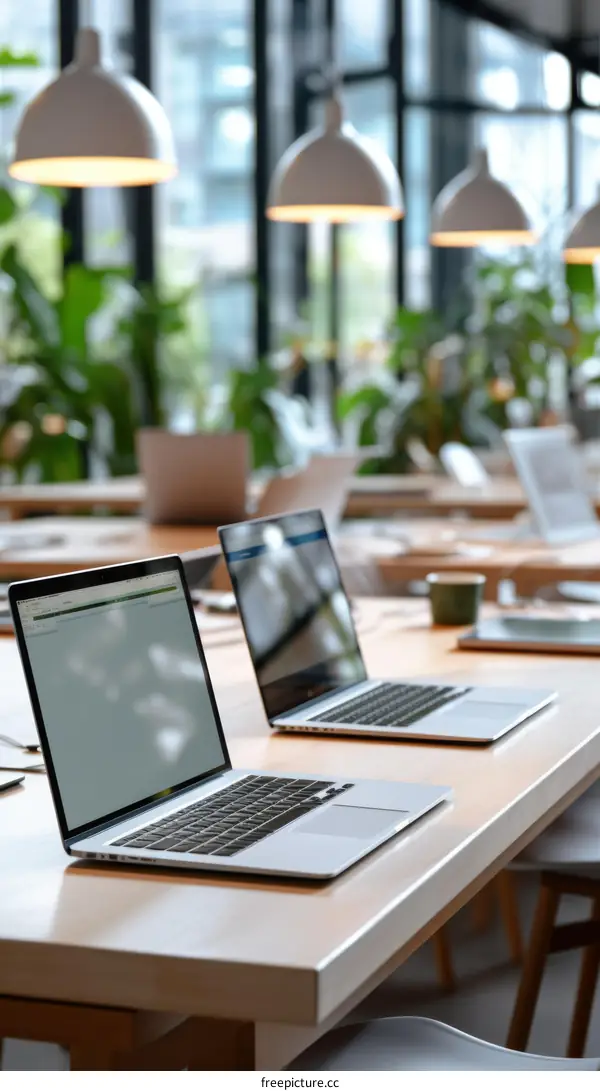 Modern Open Office with Vacant Workstations