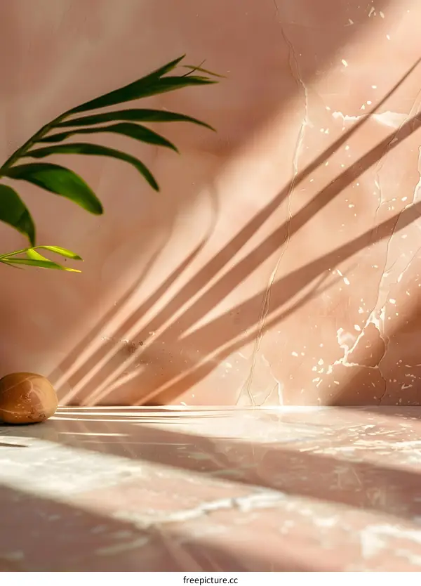 Minimalist Abstract Background with Palm Leaf Shadow