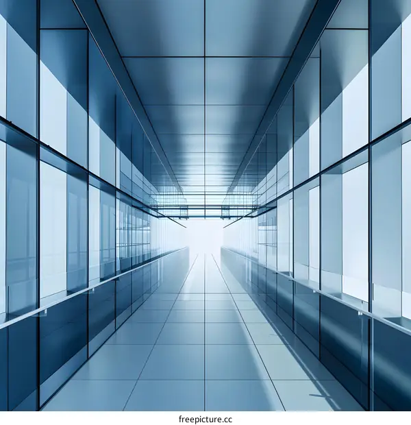 Modern Glass Corridor With Bright Ceiling