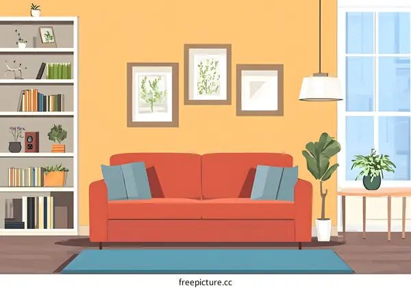 Modern Living Room Interior Design Illustration
