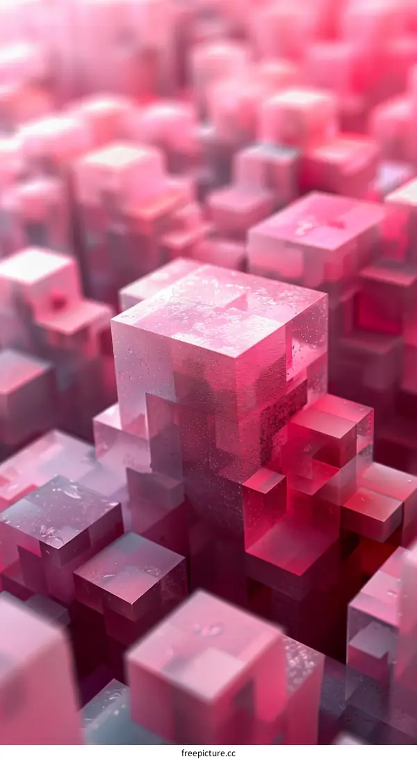 Abstract 3D pink translucent cubes background