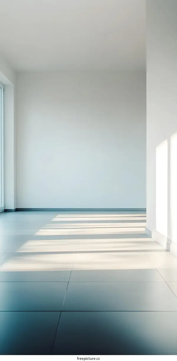 Empty Room With White Walls and Tile Floor