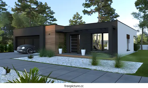 Modern House with Black and White Exterior Design