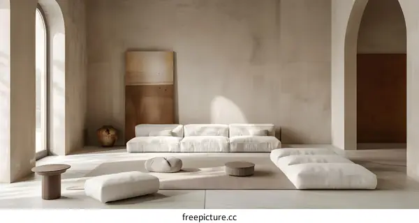 Modern Minimalist Living Room Interior Design with Neutral Tones and Natural Light