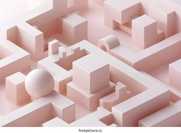 Pink pastel geometric shapes maze