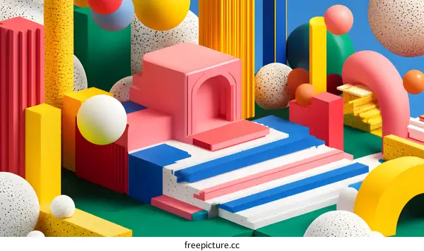 Abstract 3D Colorful Geometric Shapes Design