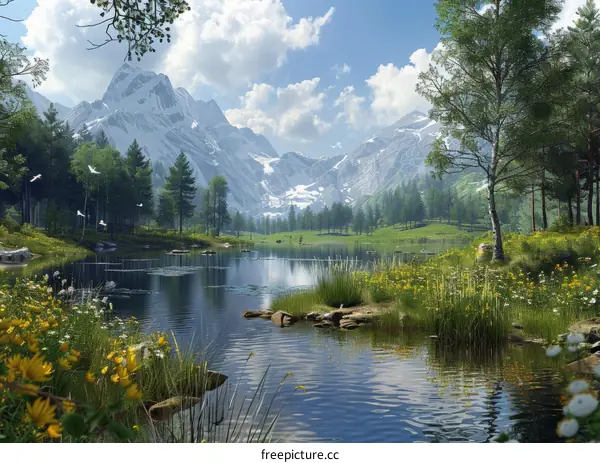 Tranquil Mountain Lake in a Valley