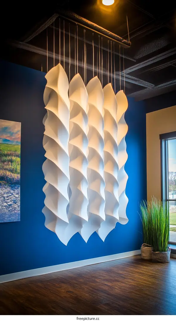 Modern Wall Art Installation with White Panels