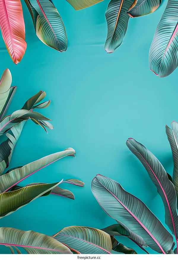 Tropical Leaves Background Design Green Blue Nature