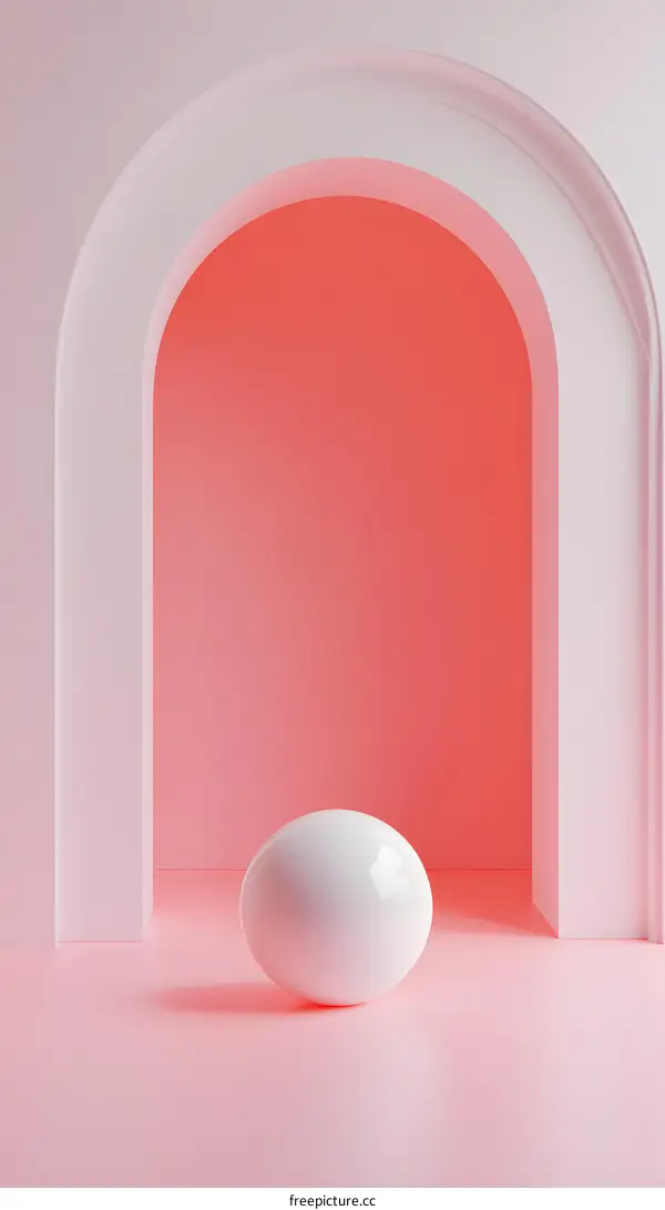 Minimalist Abstract Background with Pink Wall and White Sphere