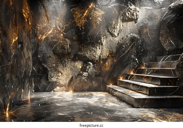 Marble Stairway in Light and Shadow