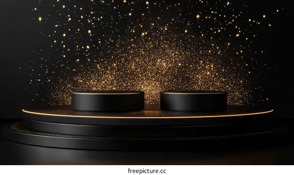 Luxury Black Podium with Golden Glitter
