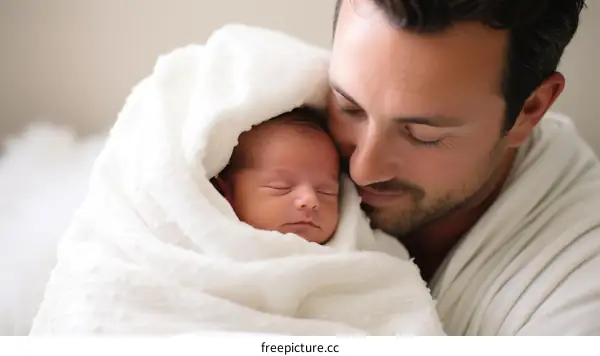 Father and newborn baby boy