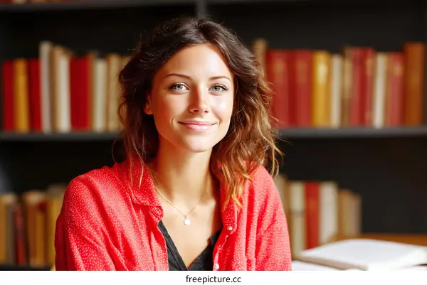 Woman in Library Portrait