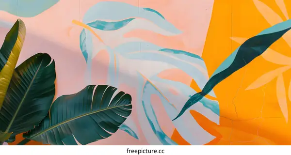 Tropical Leaf Wall Mural with Green Plants