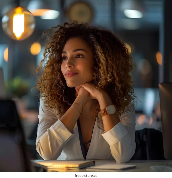 Thoughtful Woman Looking Up at the Ceiling With a Pensive Expression