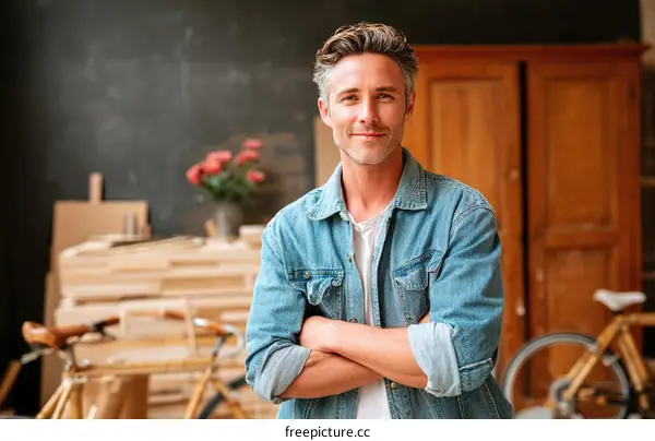 Confident Craftsman in Workshop Setting