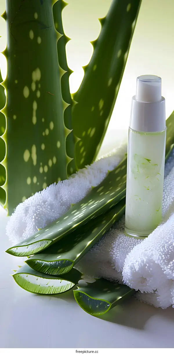Aloe Vera Plant with Gel and Towel