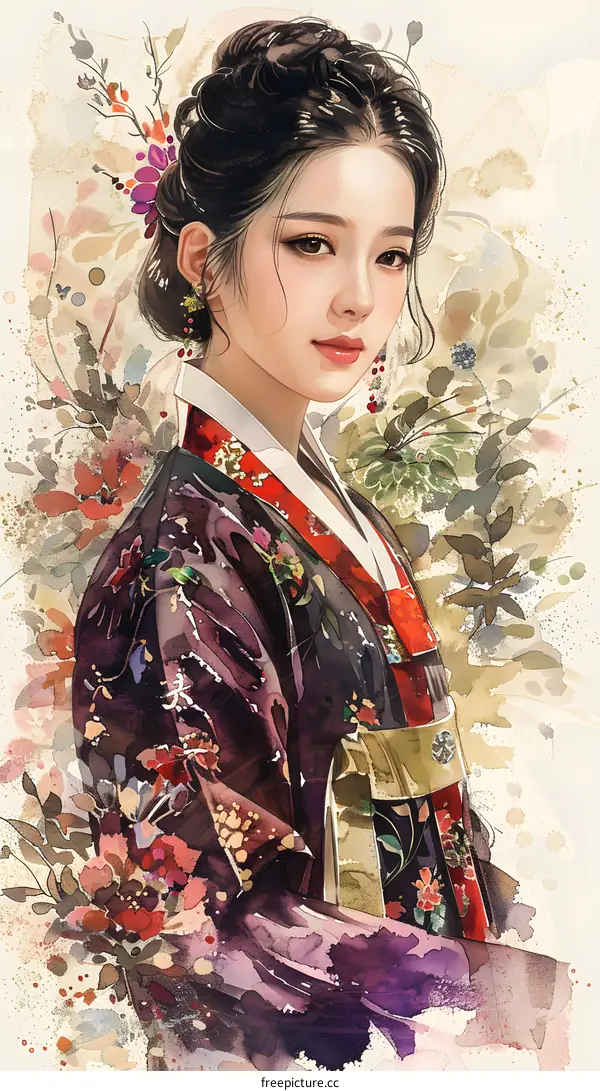 Portrait of a Korean woman in Hanbok