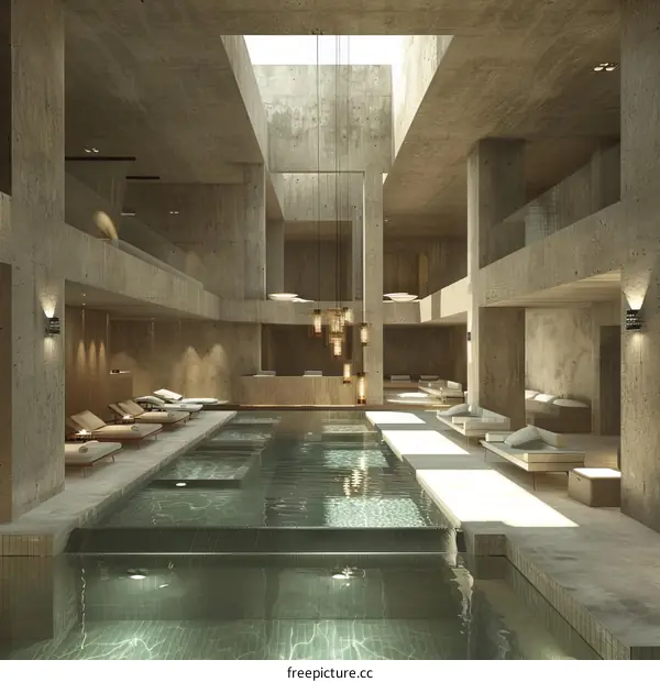 Zen Spa Interior with Natural Light and Concrete