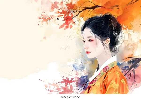 A beautiful Korean girl in traditional dress