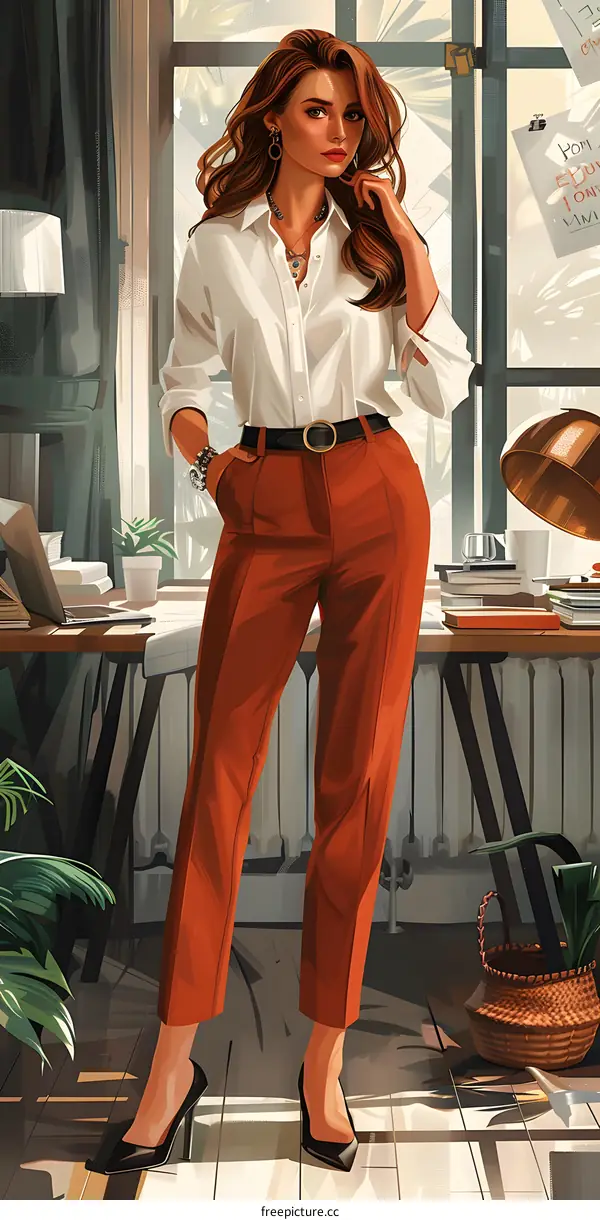 Confident businesswoman standing in front of the window