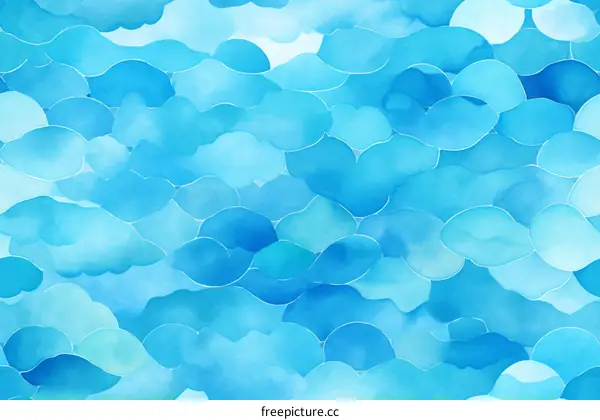 Seamless Watercolor Clouds Blue Sky Background